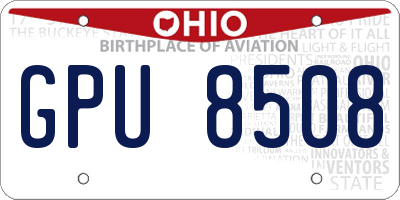 OH license plate GPU8508
