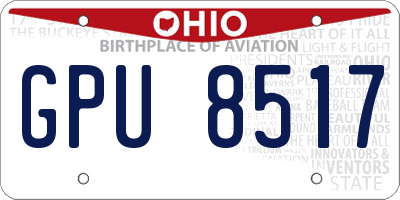 OH license plate GPU8517