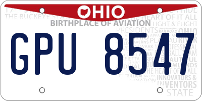 OH license plate GPU8547