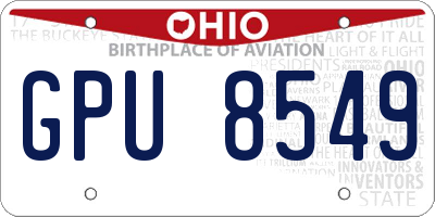OH license plate GPU8549
