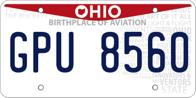 OH license plate GPU8560