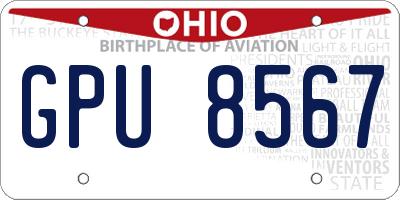 OH license plate GPU8567