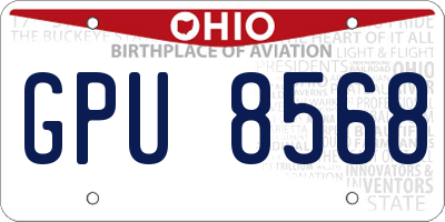 OH license plate GPU8568