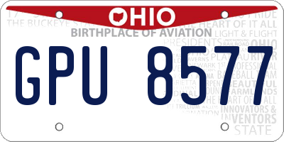 OH license plate GPU8577