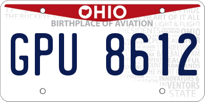 OH license plate GPU8612