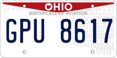 OH license plate GPU8617