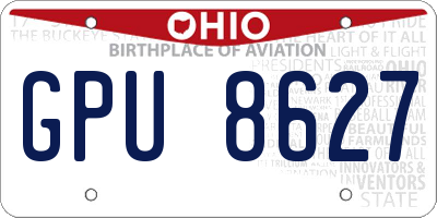 OH license plate GPU8627