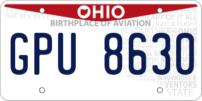 OH license plate GPU8630