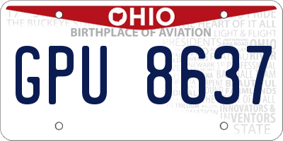 OH license plate GPU8637