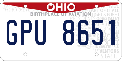 OH license plate GPU8651