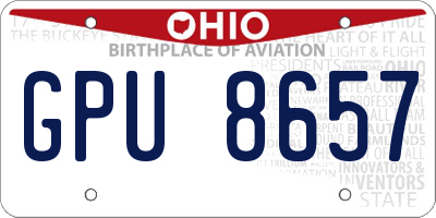 OH license plate GPU8657