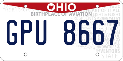 OH license plate GPU8667