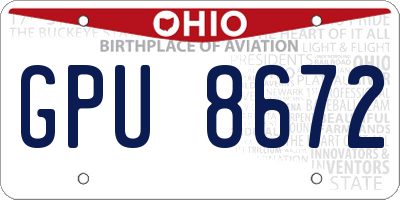 OH license plate GPU8672