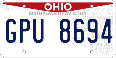 OH license plate GPU8694