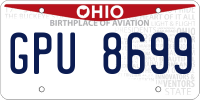 OH license plate GPU8699