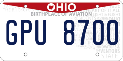 OH license plate GPU8700