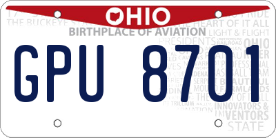 OH license plate GPU8701