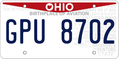 OH license plate GPU8702