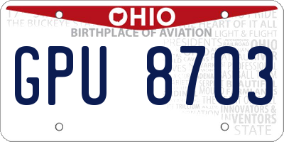 OH license plate GPU8703