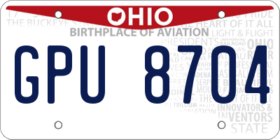 OH license plate GPU8704