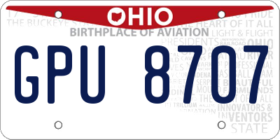 OH license plate GPU8707