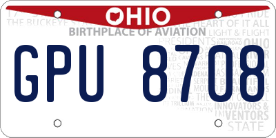 OH license plate GPU8708