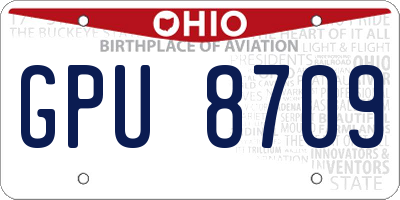 OH license plate GPU8709