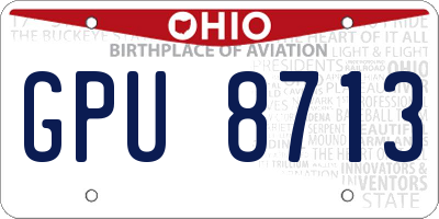 OH license plate GPU8713