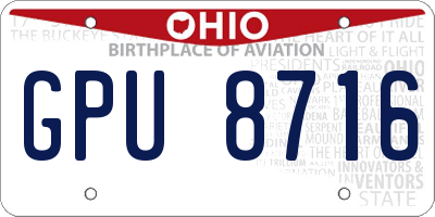OH license plate GPU8716