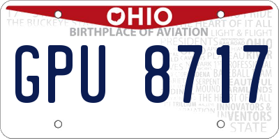 OH license plate GPU8717