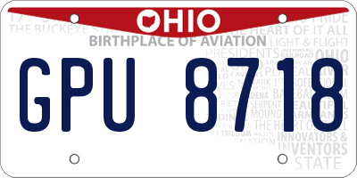 OH license plate GPU8718