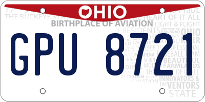 OH license plate GPU8721