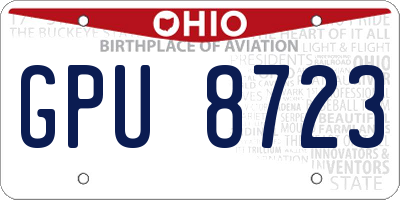 OH license plate GPU8723