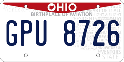 OH license plate GPU8726