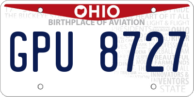 OH license plate GPU8727