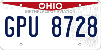 OH license plate GPU8728