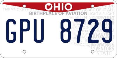 OH license plate GPU8729