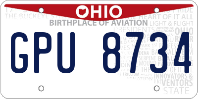 OH license plate GPU8734
