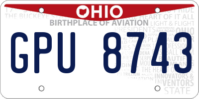 OH license plate GPU8743