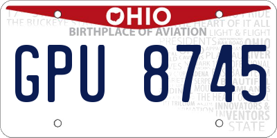 OH license plate GPU8745