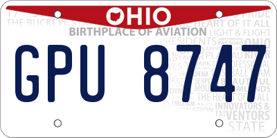 OH license plate GPU8747