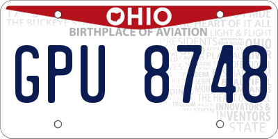 OH license plate GPU8748
