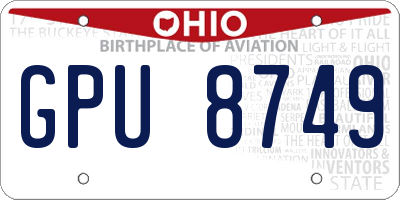 OH license plate GPU8749