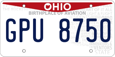 OH license plate GPU8750