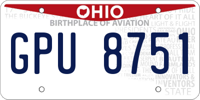 OH license plate GPU8751