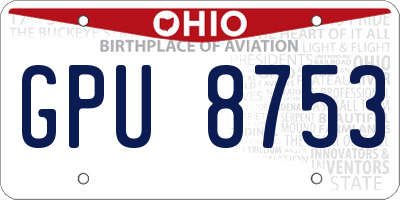 OH license plate GPU8753