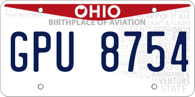 OH license plate GPU8754