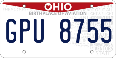 OH license plate GPU8755