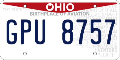 OH license plate GPU8757