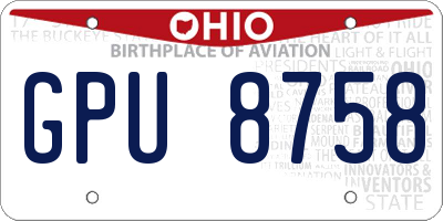 OH license plate GPU8758